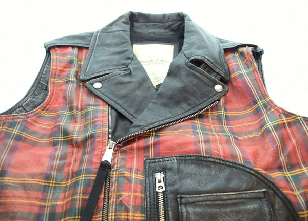 ラルフローレン RalphLauren Denim & Supply デニム アンド サプライ USED加工オールレザー ライダース バイカー ベスト 赤 7282544MCVT ベスト レッド Mサイズ 103MT-1706