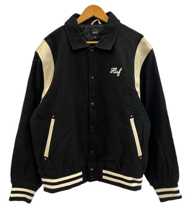 ハフ HUF SONG VARSITY JACKET ソング バーシティジャケット カレッジジャケット スタジャン 黒 白 刺繍 JK00439 ジャケット ブラック Mサイズ 101MT-5068