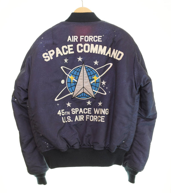 アビレックス AVIREX アヴィレックス MA-1 SPACE COMMAND スペースコマンド ミリタリー フライト 45th SPACE WING  U.S. AIR FORCE  6182184 ジャケット ネイビー Lサイズ 103MT-2763