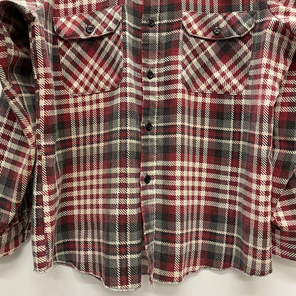 【曜日割引対象外】 ヴィンテージ vintage Sears 70's プリントネルチェックシャツ 長袖シャツ レッド 201MT-4675 VB