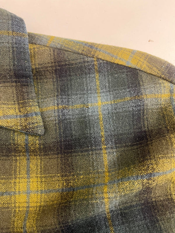 ヴィンテージ vintage 50s~60s 50's 60's Stanwood casuals ウールチェック 開襟シャツ オンブレ ヘビネル 緑  長袖シャツ マルチカラー 101MT-4936