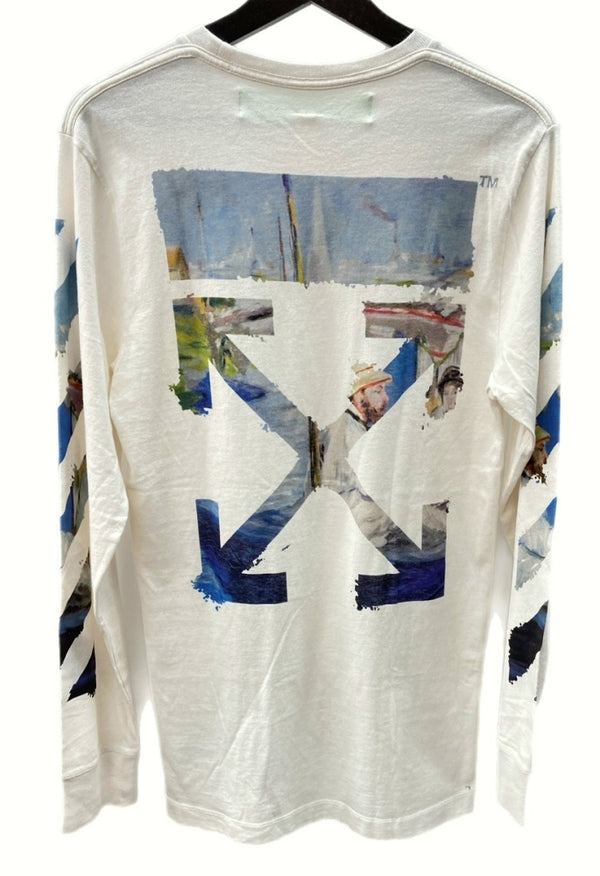 オフホワイト OFF-WHITE 19SS MULTICOLOR ARROWS L/S T-SHIRT ロングスリーブ Tシャツ 長袖 カットソー アート モネ 白 OMAB001R19185012 ロンT プリント ホワイト Sサイズ 104MT-547