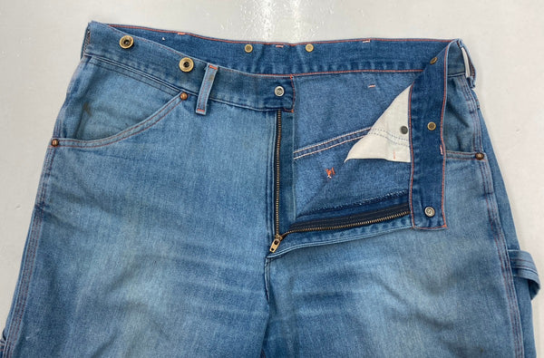 ビッグマック BIG MAC 90s 90年代 ペインターパンツ ワーク サスペンダーボタン  ドーナツボタン ジッパーフライ USA製 青 無地 デニム ブルー 104MB-244