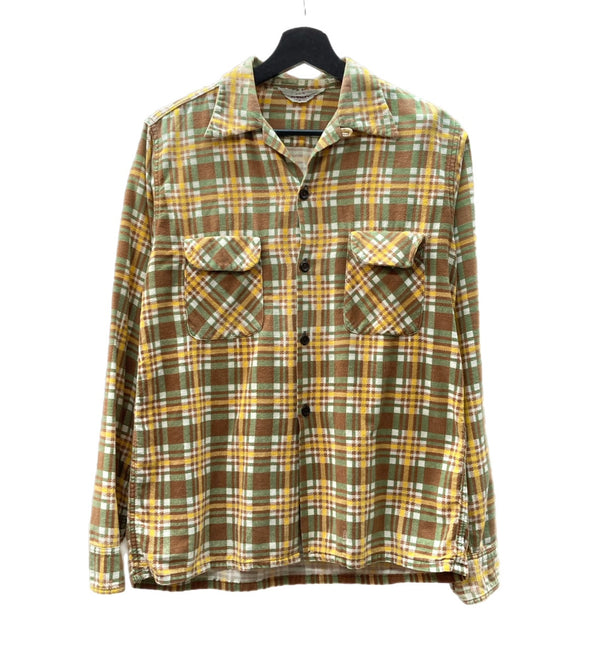 ヴィンテージ vintage 50s～ 50年代 PENNY'S ペニーズ プリントネル プリネル オープンカラー 開襟 サイズ 18 長袖シャツ チェック マルチカラー 104MT-1304