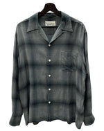 ワコマリア WACKO MARIA OMBRE CHECK OPEN COLLAR SHIRT オンブレ チェック オープンカラー 長袖 シャツ 黒 長袖シャツ チェック ブラック Lサイズ 104MT-1744
