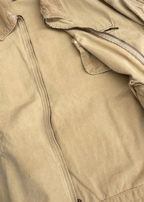 ダブルアールエル RRL 90s DUCK JACKET ダック ジャケット デトロイト 三ツ星タグ コーデュロイ USA製 Ralph Lauren 薄茶 ジャケット 無地 ベージュ Mサイズ 104MT-1347
