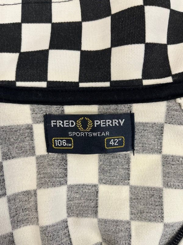 フレッドペリー FRED PERRY トラックジャケット ボンバージャケット 総柄 ブロックチェック J1105 サイズ42 ジャージ ブラック 101MT-4775