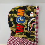 アベイシングエイプ A BATHING APE ファーストカモ 1st カモ シャーク WGM ギンガムチェック 長袖シャツ レッド XXLサイズ 201MT-4312