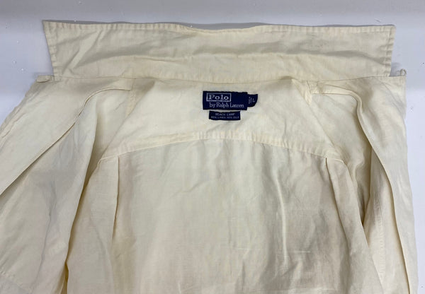 【曜日割引対象外】 ラルフローレン POLO RALPH LAUREN 90's BEACH CAMP オープンカラーシャツ リネン シルク 半袖シャツ ホワイト Lサイズ 201MT-3891 VB