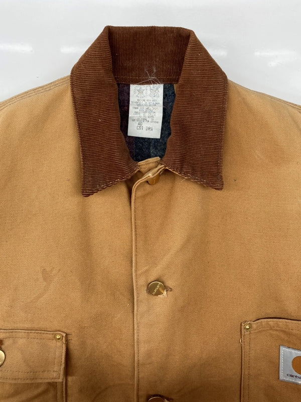 カーハート Carhartt MICHIGAN CHORE COAT ミシガン チョア コート ダック カバーオール 裏ブランケット ボタン アウター ジャケット 茶 C01 BRN サイズ 40 ジャケット ロゴ ブラウン 104MT-1878