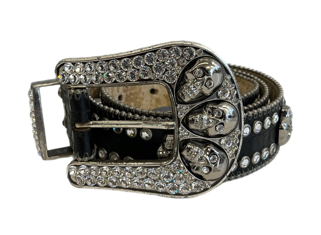 ビービーサイモン b.b.simon スタッズベルト レザーベルト スカル 黒