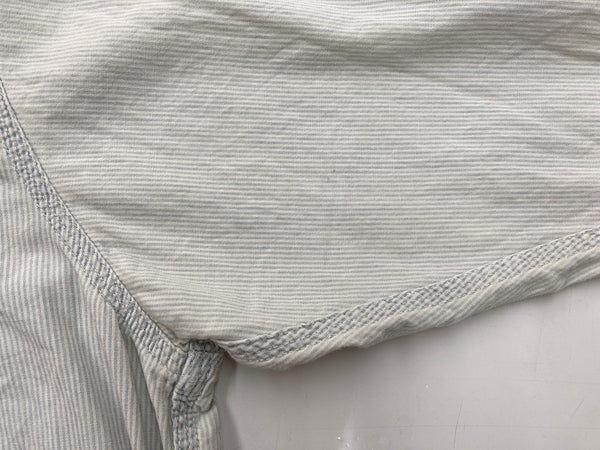 ダブルアールエル RRL 90s 三ツ星タグ ガチャポケ シャンブレー  猫目ボタン ワークシャツ 水色 生成り 長袖シャツ 無地 ブルー Mサイズ 104MT-2058