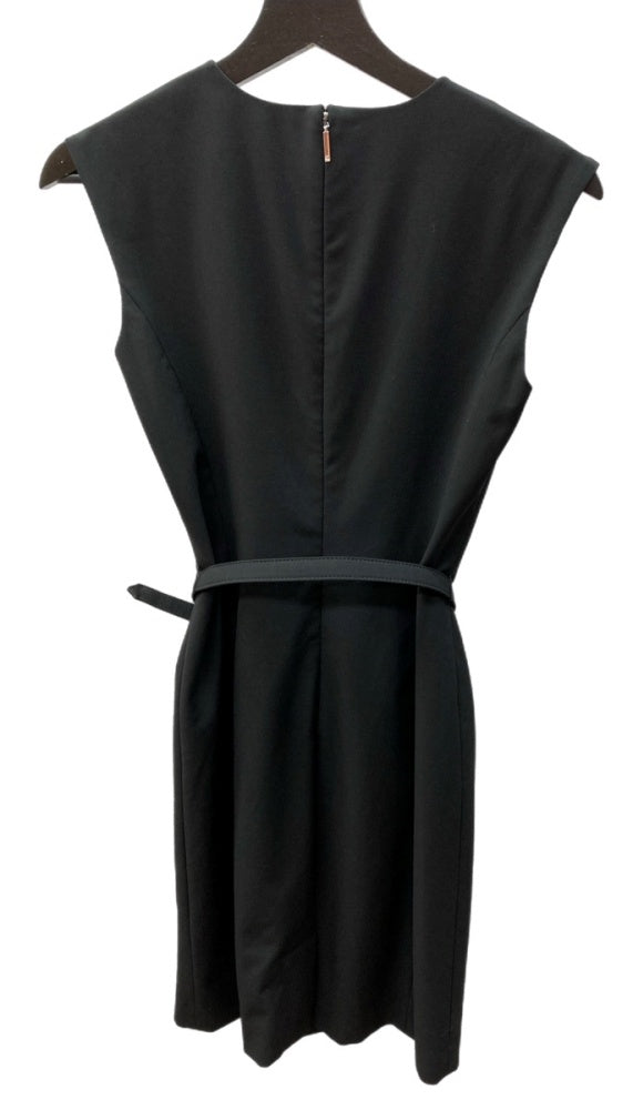 ラルフローレン RalphLauren ローレンラルフローレン ブラックレーベル ノースリーブワンピース 膝丈 Vネック ウエストマーク BLACK 黒 ワンピース 無地 ブラック SIZE00 104LT-119