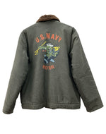 ヒューストン HOUSTON N-1 DECK JACKET デッキ ジャケット ミリタリー ジップアップ 裏ボア 軍物 アウター 緑 サイズ 38R ジャケット キャラクター グリーン 104MT-1808