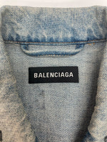 バレンシアガ BALENCIAGA 18AW GRAPHIC DENIM JACKET グラフィック デニム ジャケット Gジャン オーバーサイズ インディゴ 青 534556 TBP33 サイズ 44 ジャケット 総柄 ブルー 104MT-1857