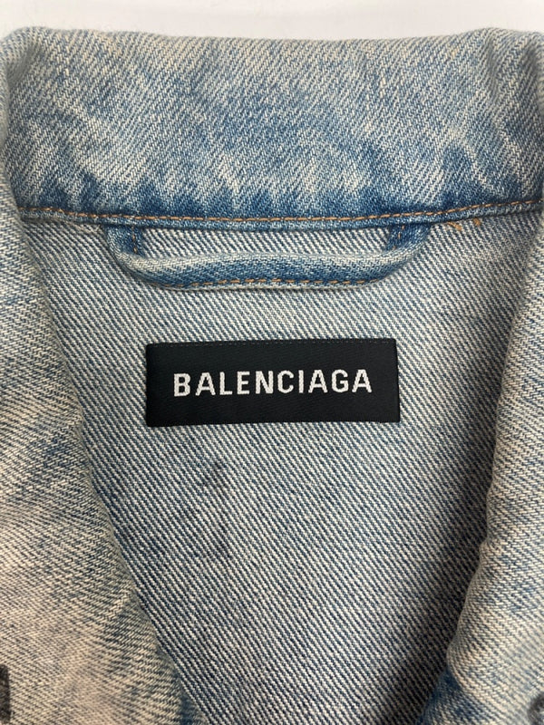 バレンシアガ BALENCIAGA 18AW GRAPHIC DENIM JACKET グラフィック デニム ジャケット Gジャン オーバーサイズ インディゴ 青 534556 TBP33 サイズ 44 ジャケット 総柄 ブルー 104MT-1857
