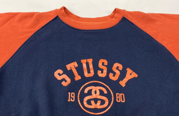 ステューシー STUSSY OLD 紺タグ ラグラン スウェット トレーナー アーチロゴ 紺 スウェット ロゴ ネイビー Sサイズ 104MT-2036