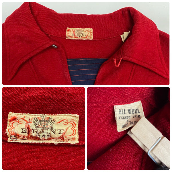 【曜日割引対象外】 ヴィンテージ vintage 40's BRENT ウール プルオーバー ポロシャツ スウェット レッド Lサイズ 201MT-4576 VB