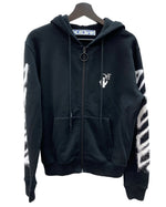オフホワイト OFF-WHITE Spray Print zip Hoodie スプレー ロゴ プリント ジップアップ フーディ 黒 OMBE001S21FLE002 パーカ ロゴ ブラック Sサイズ 104MT-2231
