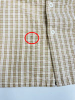 ステューシー STUSSY 90s OLD STUSSY オールドステューシー 王冠 クラウン オープンカラー コットン チェックシャツ クリーム系  ロゴ刺繍 半袖シャツ ベージュ Sサイズ 101MT-4524