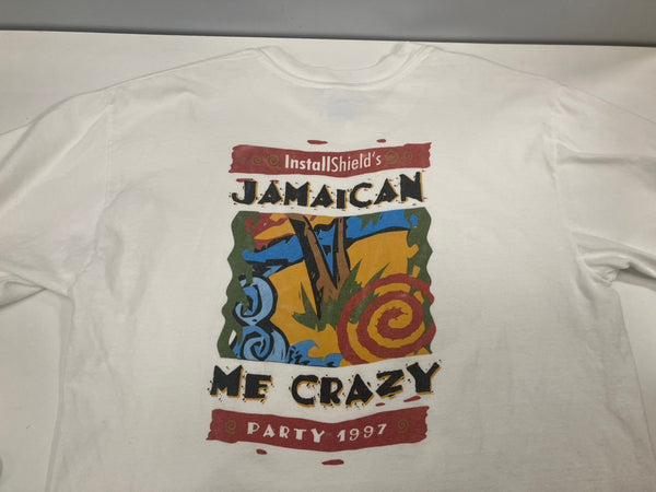 ヴィンテージ vintage 90's 90s Hanes VBITS'S 97 PARTY InstallSheild's JAMAICAN ME CRAZY 企業Tee アートT art  Tシャツ ホワイト Lサイズ 101MT-3541