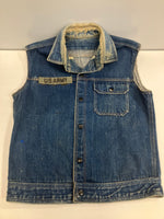 ヴィンテージ vintage 40's~50's 40~50年代 UNKNOWN 黒ラッカーボタン 耳付き オレンジステッチ 袖カットオフ デニム ベスト ブルー 101MT-4799