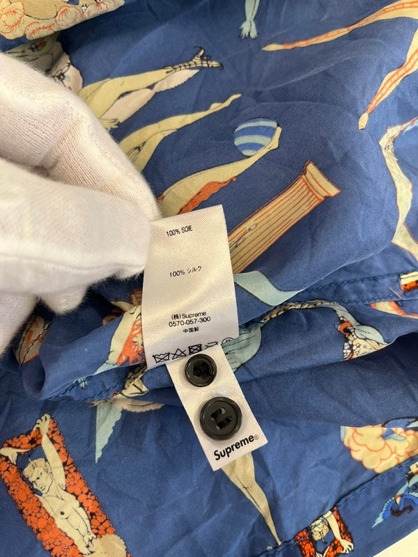 シュプリーム SUPREME 18SS Alphabet Silk Shirt アルファベットシルクシャツ青 半袖シャツ マルチカラー Lサイズ 101MT-5048