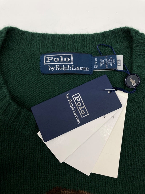 ラルフローレン RalphLauren POLO BEAR SWEATER ポロ ベア セーター クルーネック 刺繍 薄手 長袖 ニット 緑 セーター ロゴ グリーン Sサイズ 104MT-2302