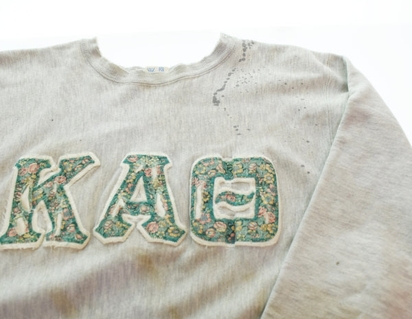 チャンピオン Champion 80年代 80s REVERSE WEAVE リバースウィーブ トリコ タグ 後期 made in USA ダメージ 80's KAO LOGO ワッペン スウェット グレー Lサイズ 103MT-3269