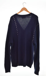 クオン KUON マルチパターンカーディガン  ハンドステッチ 142KNO12900 カーディガン ネイビー 3Lサイズ 103MT-2688