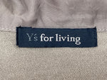 ワイズ Y's フォーリビング for living 薄手 シャツ ブラウス 丸襟フロントボタン 異素材 WOOL ウール 毛 日本製 BEIGE BROWN  カーディガン 無地 ブラウン 104LT-246
