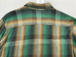 タウンクラフト TOWNCRAFT 60's 60年代 Plusタグ Vintage ヴィンテージ オンブレ チェック オープンカラー 開襟 グリーン ブラウン 長袖シャツ チェック マルチカラー Mサイズ 104MT-1789