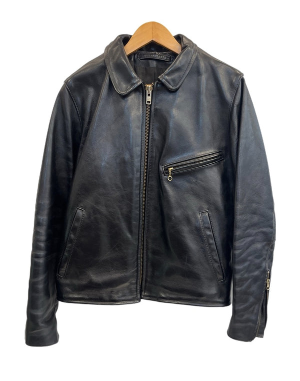 バンソン VANSON 襟付きシングル ライダース レザー ジャケット USA製 アメリカ製 黒  表記サイズ38 ジャケット ブラック 101MT-4559