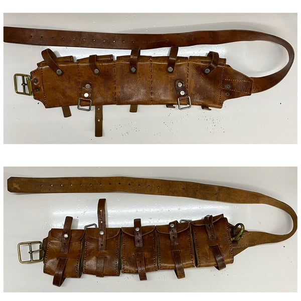 【曜日割引対象外】 ヴィンテージ vintage スウェーデン軍 バンダリアポーチ 5連 カオスポーチ レザー バッグ メンズバッグ ボディバッグ・ウエストポーチ ブラウン 201goods-753 VB