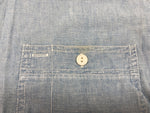 ダブルアールエル RRL 三ツ星タグ DENIM SHIRT デニム バンドカラー シャンブレー フロントボタン ヴィンテージ VINTAGE ラルフローレン RALPH LAUREN マレーシア製 ライトブルー 水色 長袖シャツ 無地 ブルー Sサイズ 104MT-1955