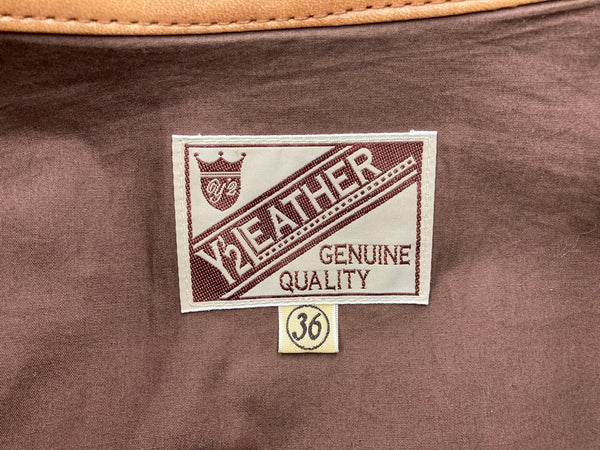 ワイツーレザー Y'2LEATHER PERSIMMON TANNIN DYED HORSE WWII Type JACKET 柿渋 ホース Gジャン 1st 大戦モデル 月桂樹 4つボタン サイズ36 ジャケット 無地 ブラウン 104MT-1464