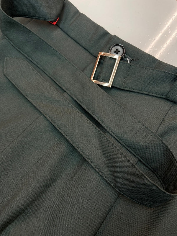 メゾンミハラヤスヒロ Maison MIHARA YASUHIRO 21SS Oversized Saruel Wool Pants オーバーサイズ サルエル ウール パンツ ジップフライ ベルト スラックス MMY 灰 ロゴ A06PT031 ボトムスその他 グレー サイズ 46 104MB-401