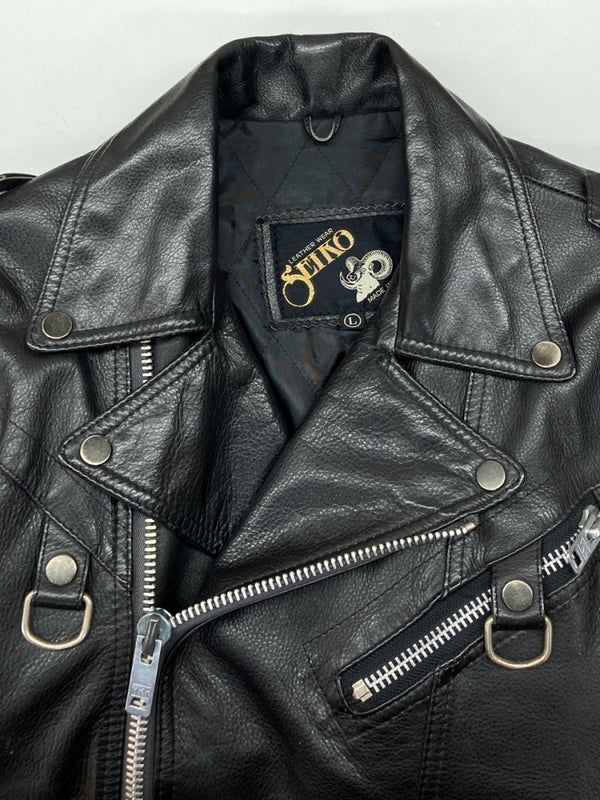 セイコートウキョウ SEIKO TOKYO 2WAY LEATHER JACKET レザー ジャケット ダブルライダース バイカー アウター 黒 ジャケット 無地 ブラック Lサイズ 104MT-915