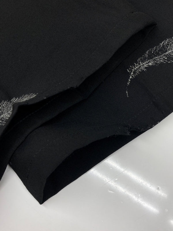 ベッドフォード BED J.W. FORD FEATHER FLARE SLACKS PANTS フェザー フレア スラックス パンツ 羽根 ジップフライ 黒 総柄 スラックス ブラック サイズ 1 104MB-287