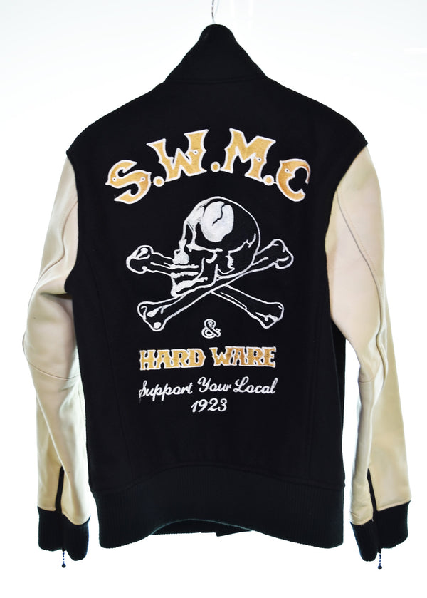 スカルワークス SKULL WORKS  CROWS WORST スカル刺繍 スタジャン ジャケット ブラック Lサイズ 103MT-3342各所汚れあり