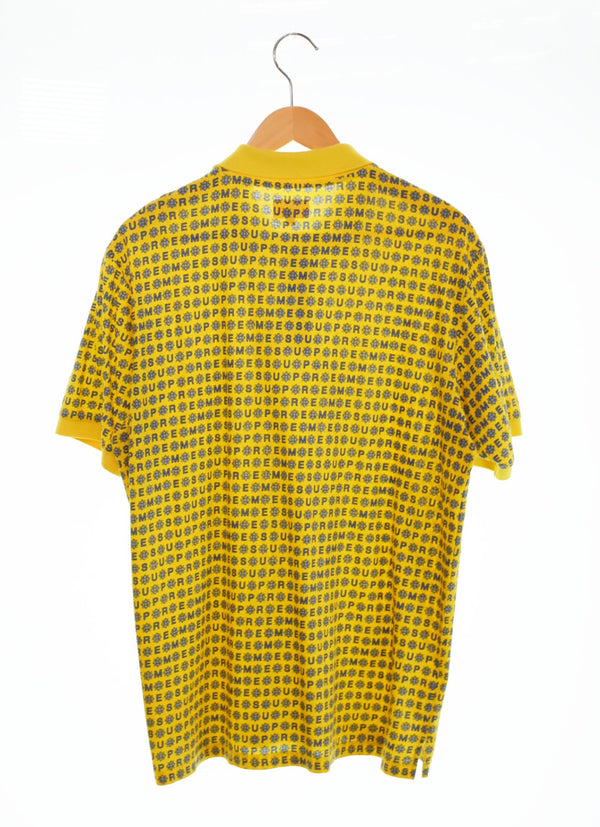 シュプリーム SUPREME 19SS Foulard Polo ロゴ 総柄 半袖ポロシャツ イエロー Mサイズ 103MT-2727