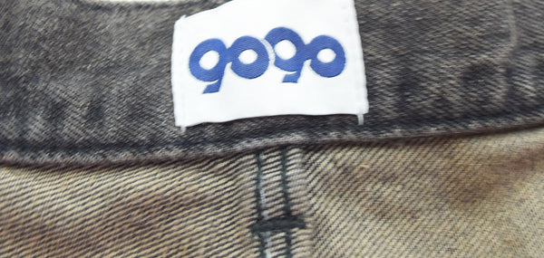 ナインティナインティ 9090 King Logo Buggy Denim キングロゴ デニムパンツ ジーンズ バギー 刺繍 NN1539 デニム ブラック LLサイズ 103MB-516