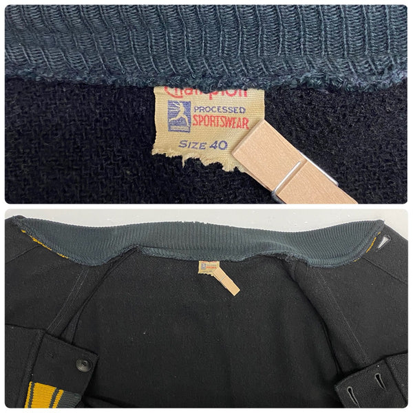 【曜日割引対象外】 チャンピオン Champion 50's ランタグ ヴィンテージ スタジャン エルボーパッチ ジャケット ブラック 40サイズ 201MT-4650 VB