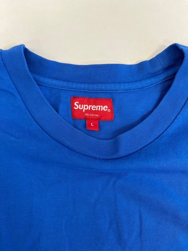 シュプリーム SUPREME 21AW Arabic Logo Washed S/S Tee アラビア ロゴ ウォッシュド Tシャツ ロゴ刺繍 青 Tシャツ ブルー Lサイズ 101MT-5042