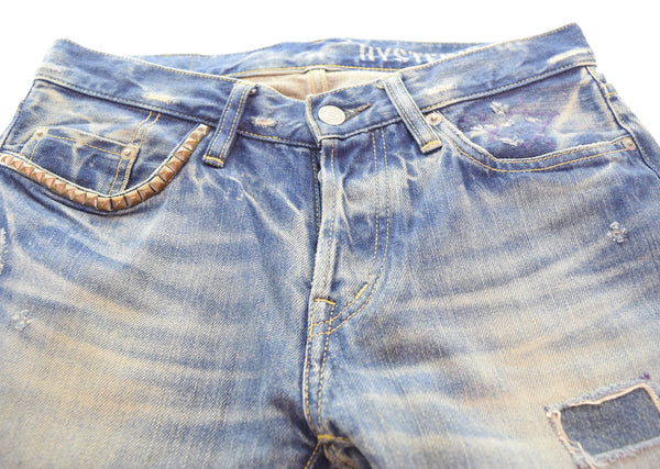 ヒステリックグラマー HYSTERIC GLAMOUR SP加工 小窓リペア スリムストレートPT デニムパンツ  0243AP17 デニム ブルー 30 103MB-694