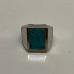 【中古】ハイドアンドシーク HIDE AND SEEK ターコイズリング スクエア 16号 メンズジュエリー・アクセサリー 指輪・リング シルバー 201goods-812