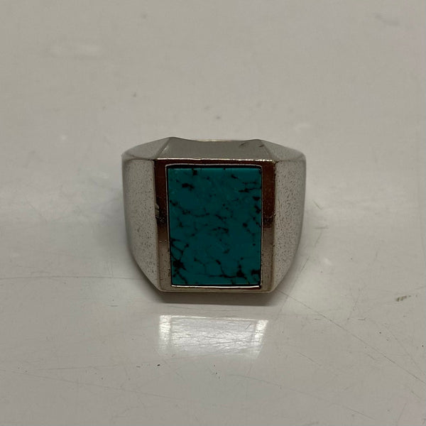 【中古】ハイドアンドシーク HIDE AND SEEK ターコイズリング スクエア 16号 メンズジュエリー・アクセサリー 指輪・リング シルバー 201goods-812