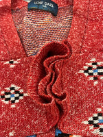 ロストデイズ LOST DAZE RUG CASHMERE CARDIGAN ネイティヴ ラグ カシミヤ カーディガン ワインレッド Lサイズ 101MT-5010