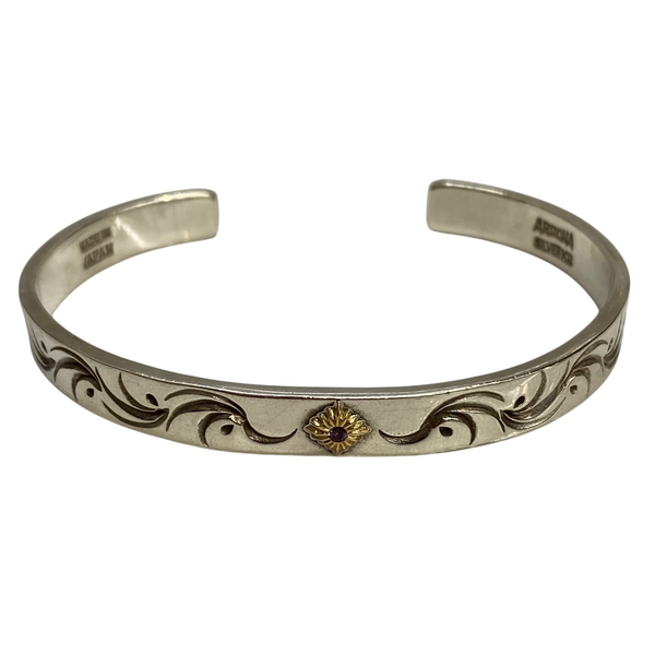 【曜日割引対象外】 【中古】アリゾナフリーダム ARIZONA FREEDOM 太陽神 唐草 石付き メンズジュエリー・アクセサリー バングル シルバー 201goods-614 VB