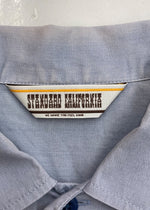 スタンダードカリフォルニア STANDARD CALIFORNIA SD WORK SHIRT ワーク シャツ ボーリング オープン チェーン刺繍 半袖 青 半袖シャツ ロゴ ブルー Lサイズ 104MT-1319